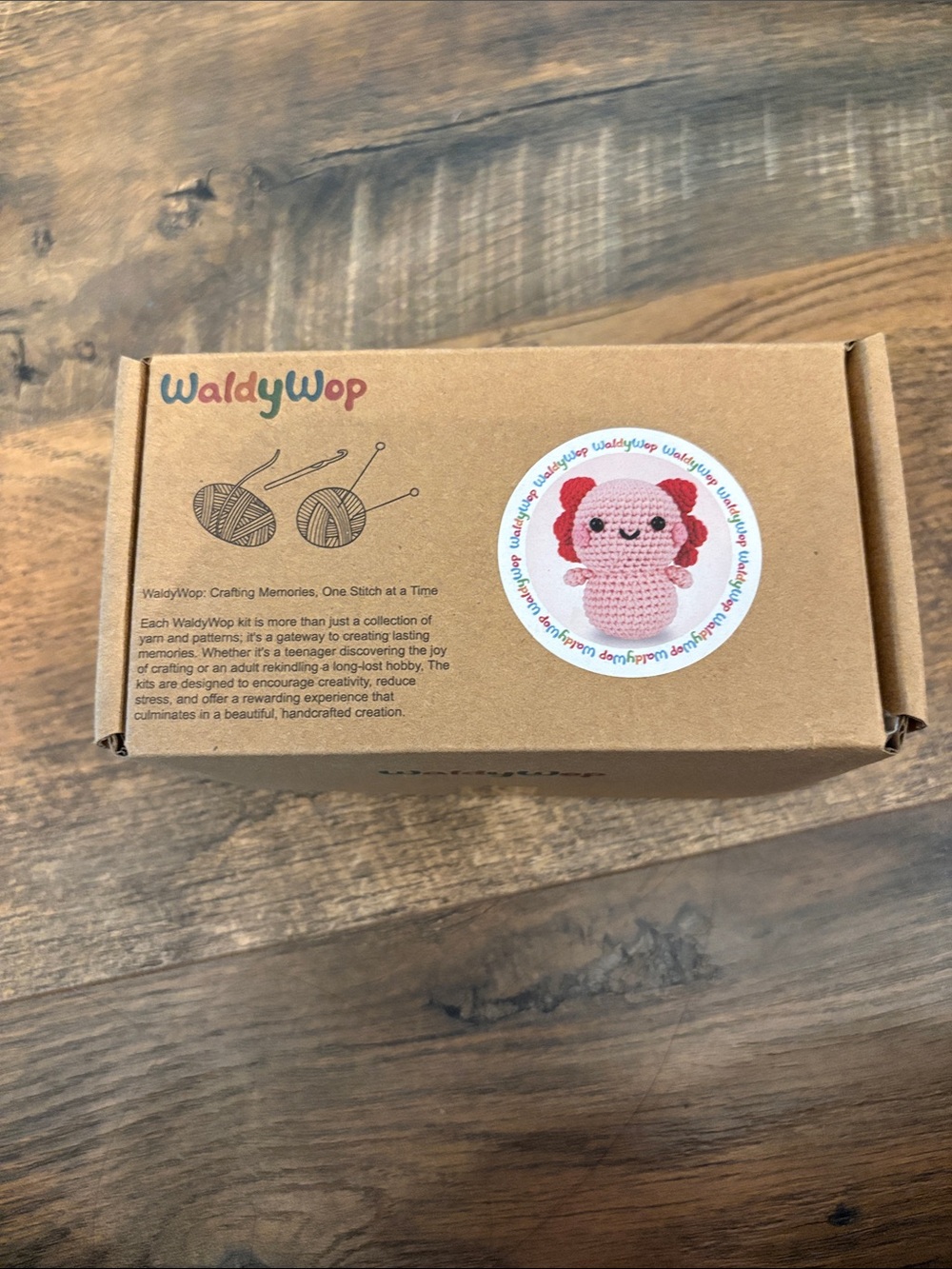 WaldyWop Crochet Amigurumi Kit - pink axolotl